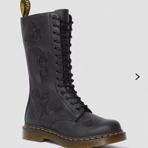 Dr. Martens Black Rose Embroidered 1914 Vonda Mono Boots